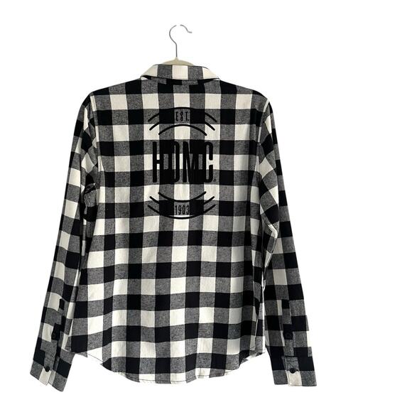 Harley Davidson rustic flannel paid shirt Size M Embroidered western cabin core - Picture 5 of 13